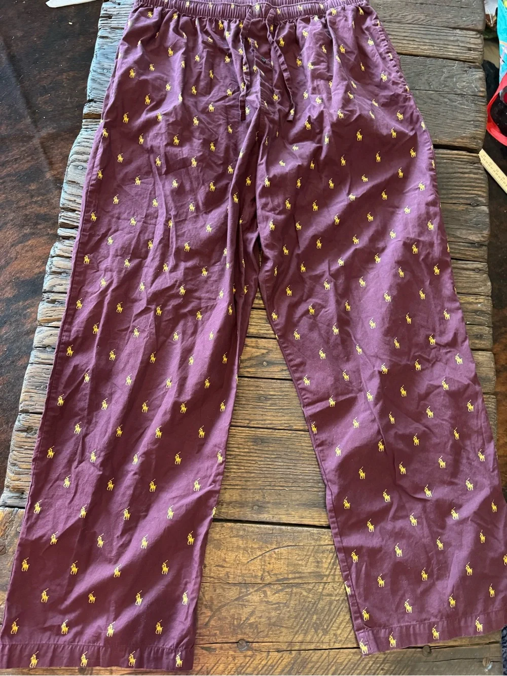 Polo Ralph Lauren Men's Burgundy Cotton Lounge Pajama Pants Large 36-38